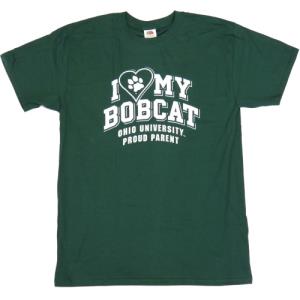 Image of Crazy 8 Tee: Dark Green with White I Heart My Bobcat