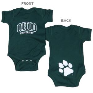 Image of Dark Green Baby Romper: Paw Back