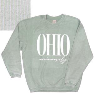 Image of Sage Corded Fleece Crew: Big OHIO over Script