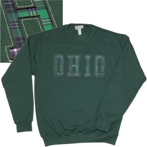 Image of Dark Green Crew: Block Ohio Plaid Cut Through