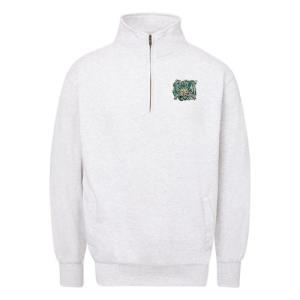 Image of Ash Quarter-Zip Sweatshirt: Justin Patten Attack Cat