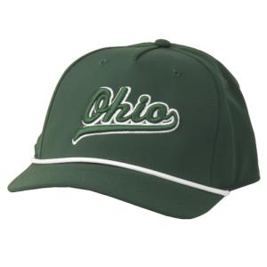 Image of Dark Green 5 Panel Rope Hat: Raised Script Tail Ohio