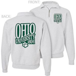 Image of Ash Quarter-Zip Sweatshirt: Wavy Stack Backprint with Paw