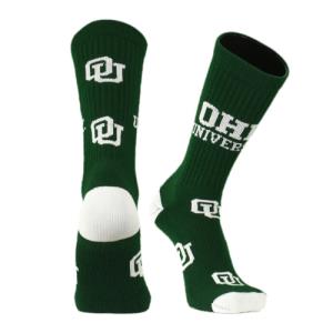 Image of Dark Green Crew Sock: Stack Arch with Scatter OU