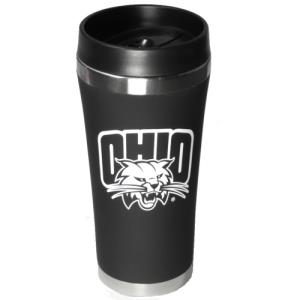 Image of Black Matte Stainless Lined Tumbler: Ohio Bobcat Logo