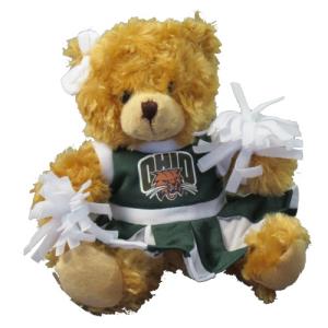 Image of Mini Stuffed Cheer Bear: Green and White Uniforms with Poms