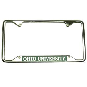 Image of Thin Chrome License Plate Frame: One-Line Ohio University