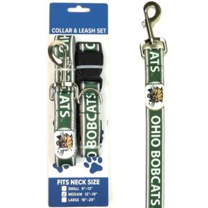 Image of Pet Collar/Leash Set: Ohio Bobcats Cat Face Repeat