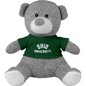 Image of Gray Sweater Knit Stuffed Bear: Dark Green Ohio University Tee