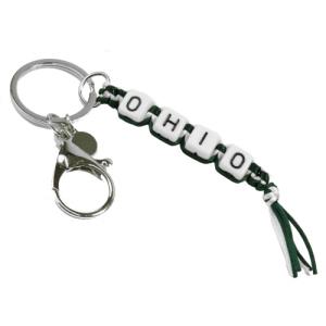Image of Green/White Braided Bead Keychain: OHIO