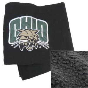 Image of Pebble Fleece Blanket: Black with Large Attack Cat Applique