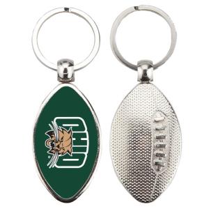 Image of Metal Football Keychain: Dark Green with Attack Cat