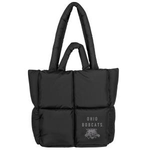 Image of Black Puffer Tote Bag: Ohio Bobcats over Cat Face