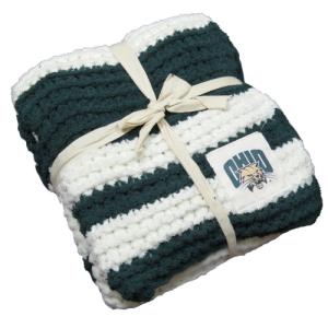 Image of Dark Green/Ivory Cable Knit Throw: Attack Cat Patch