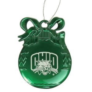 Image of Pewter Ornament: Green Ball with Etched Attack Cat
