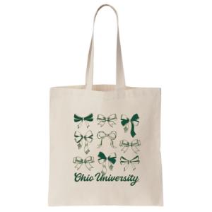 Image of Natural Cotton Tote Bag: 9 Bow Square over Script