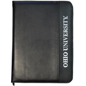 Image of Leather Zippered Padfolio:Black with Silver Ohio University