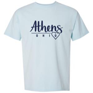 Image of CC Light Blue Comfort Wash Tee: Athens Ohio Link Heart