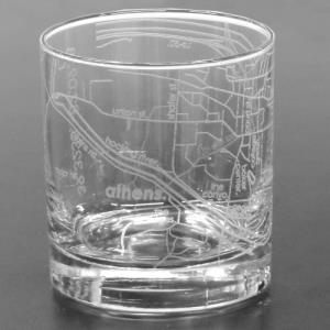 Image of CC Etched Rocks Glass: Ohio University Campus Map