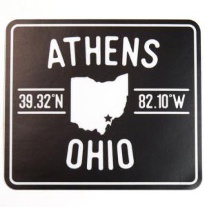 Image of CC Sticker: Black/White Athens Ohio Longitude/Latitude