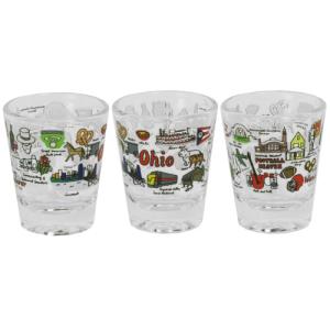 Image of Shot Glass: Full Wrap Hand Drawn Ohio Collage